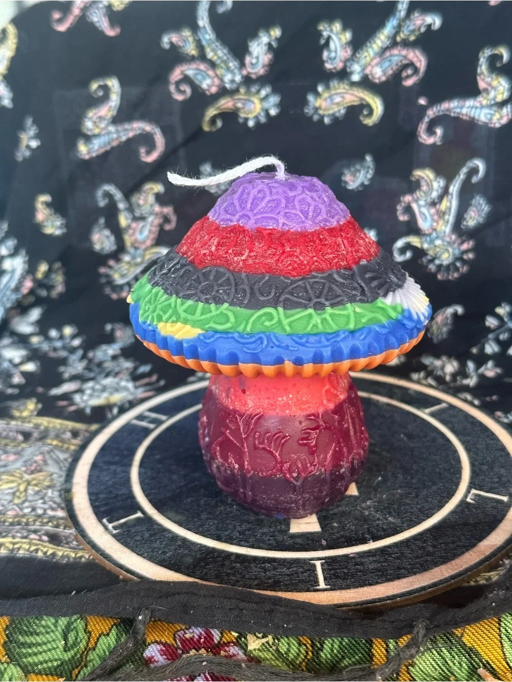 Rainbow Floral Mushroom Candle